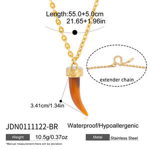 Collar de doble capa de acero inoxidable chapado en oro de 18 quilates con logotipo personalizado al por mayor para mujer - Product Image 3