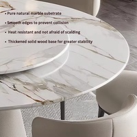 Moderner runder Esstisch aus Naturmarmor mit drehbarer Lazy Susan für Esszimmermöbel in Apartments