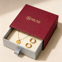 Boîte à bijoux de luxe écologique à tiroir coulissant, faible MOQ, avec doublure en éponge, finition mate, blocs de couleur, en carton rigide pour coffrets cadeaux