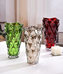 Florero de cristal grueso de lujo de alta calidad de estilo nórdico, florero de suelo en relieve de onda Hexagonal para boda, característica hidropónica - Product Image 1