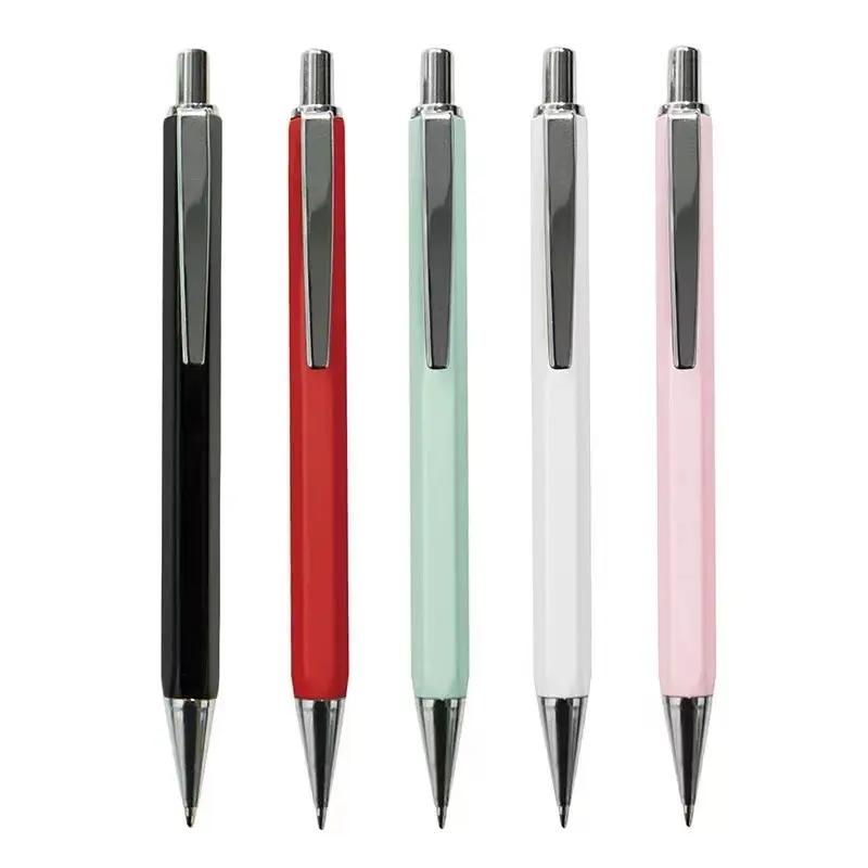 5 цветов металлическая ручка на заказ Выдвижная гостиничная Шариковая ручка для написания рекламного логотипа