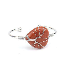 Hecho a mano respetuoso con el medio ambiente alambre de cobre <span class=keywords><strong>herida</strong></span> Natural piedra Original cristal amatista melocotón corazón amor pulsera - Product Image 5