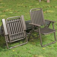 Chaise de camping pliante portable et table d'extérieur – Ensemble avec dossier, design moderne et minimaliste, siège en plastique, cadre métallique, idéal pour le parc, résistant aux UV