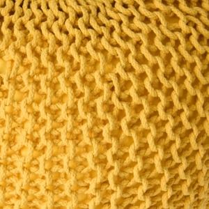 Pouf rond en coton tricoté jaune de 30 pouces de diamètre, pouf de sol, décoration de salon - Product Image 6