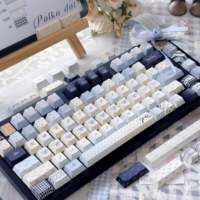 Keycaps Polka Dot Garam Laut PBT 150 Tombol Profil Cherry/SOA untuk MX Switch GH60/GK61/GK64/84/87/96/104/108/980 Keyboard Mekanik