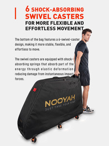 Sac <span class=keywords><strong>de</strong></span> transport pour vélo NOOYAH, sac <span class=keywords><strong>de</strong></span> voyage optimisé pour transporter des VTT en toute sécurité et confortablement avec 6 roues universelles - Product Image 4