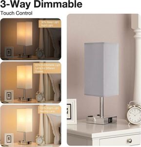 2ac USB+A Charging Port Touch Control Bedside <b>Table</b> <b>Lamp</b> Desk <b>Lamp</b> for Living Room Bedroom Home Office - Product Image 3