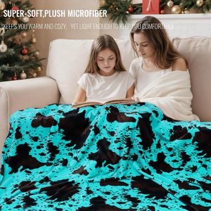 Coperta in pile stampata color verde acqua, blu ciano, leggera e morbida, per tutte le stagioni, regalo per compleanno, Natale, <span class=keywords><strong>Pasqua</strong></span> - Product Image 5