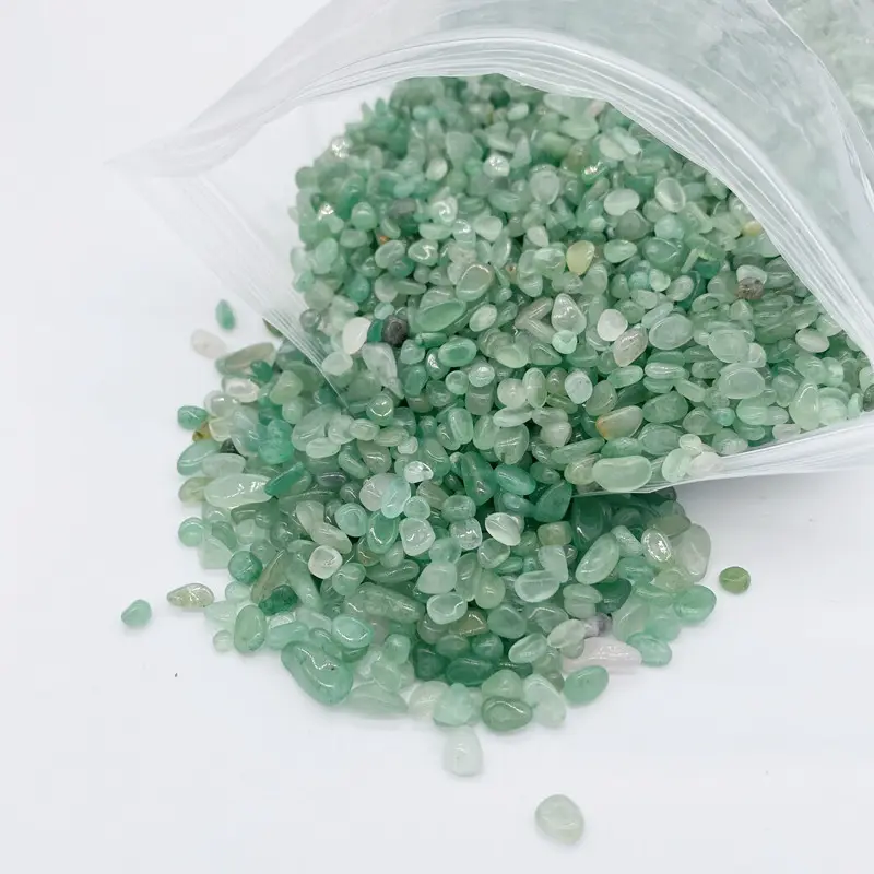 Tubes de gravier en cristal d'aventurine verte naturelle, pierres de guérison, décoration pour la maison, 5 pièces