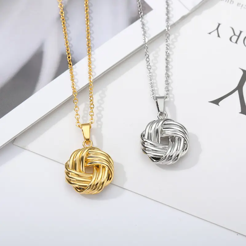 2023 Dainty Jewelry Bulk Lot 18K While Gold Plating Necklace Ladies Jewellery Fashion Geometric Intersect Pendant Necklace