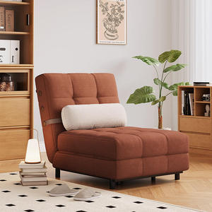 Divano Letto Pieghevole - Moderna Poltrona Letto Singola Estraibile Beige, Divano Trasformabile Salvaspazio per Piccoli Soggiorni - Product Image 1