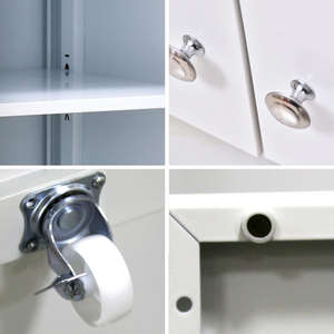 Armoire de rangement mobile blanche avec roulettes universelles, socle pour imprimante et classeur, suffisamment d'espace de rangement pour les livres et les dossiers - Product Image 6