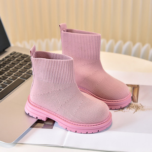 New Design Autumn Winter Children Knitted Flying Woven Shoes Soft Sole Fashion Casual Boots for Girls - Product Image 2