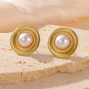 Boucles d'oreilles géométriques en forme de fleur de vent pour femmes, avec placage or PVD, acier inoxydable 304, adaptées aux mariages et à un usage quotidien - Product Image 3