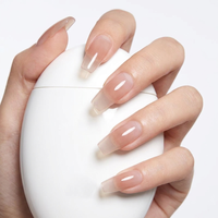 Juego de Uñas Postizas Minimalistas Transparentes en Degradado Nude, 24 Piezas, Núcleo Marrón Cálido Translúcido, Borde Cristalino Brillante, Venta al Por Mayor OEM