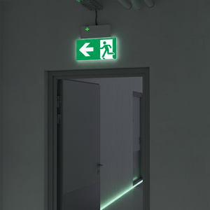Segnale di uscita di emergenza a sinistra della freccia Luminecent 300 in PVC * 160mm - Product Image 3