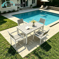 Ensemble de mobilier de jardin moderne en aluminium pour l'extérieur - Table et chaises de salle à manger écologiques résistantes aux intempéries, capacité 4 personnes pour entrepôt