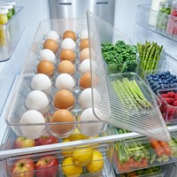 Boîte de rangement pour œufs, 21 œufs, empilable, en plastique transparent, support à œufs moderne, organisateur de réfrigérateur, compartiments individuels, option de couvercle, anti-poussière