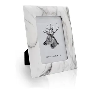 4x6 inch Marble Pattern Ceramic Photo Frame With High-Definition Glass For Desktop Home Living Room and Office Decoration