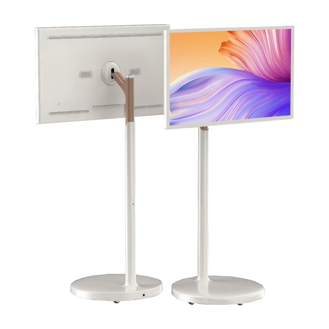 21.5 Inch Portable Smart TV with Incell LCD Touch Screen Android OS Movable White Cabinet Stand TV