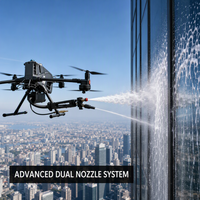Drone de nettoyage mural et vitré M400 à double buse, pulvérisateur de mousse et d'eau, système de contrôle à distance 120m de hauteur