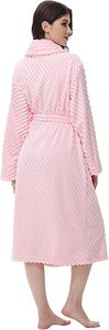 Accappatoio da Donna Super Morbido e Confortevole in <span class=keywords><strong>Pile</strong></span> <span class=keywords><strong>Rosa</strong></span>, Elegante e Semplice, Lungo <span class=keywords><strong>Pigiama</strong></span> in Peluche per Camera da Letto e Soggiorno - Product Image 2