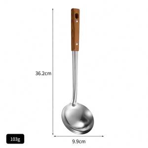 Utensilios de Cocina de Acero Inoxidable con Mango de Madera Aislante, Juego de Cucharas y Cucharones para el Hogar y la Cocina - Product Image 4
