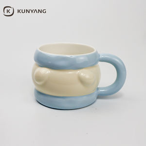 Mug en céramique personnalisé amusant, forme irrégulière, couleurs contrastées, grande capacité, vente en gros, tasses à café en grès, cadeaux - Product Image 1