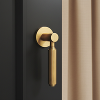 Ensemble de poignées de porte de luxe OEM en laiton massif, finition laiton brossé satiné, pour portes intérieures de chambre et de salle de bain