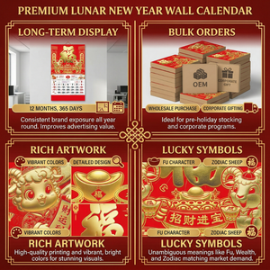 Gran oferta, <span class=keywords><strong>calendario</strong></span> de pared mensual <span class=keywords><strong>Lunar</strong></span> chino, decoración de Año Nuevo con impresión de tapa dura, calendarios de papel de Encuadernación perfecta - Product Image 5