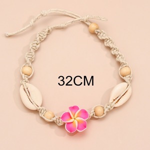<span class=keywords><strong>Tobillera</strong></span> Bohemiana de Verano con Cuentas para Mujer, Nudo Hecho a Mano, Flor de Arcilla Polimérica, Cuentas de Madera, Tejido de Concha, para Mujeres y Niñas, Regalos - Product Image 6