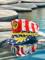 Chapeaux de fête patriotiques du 4 juillet en gros : Casquette de capitaine drapeau américain avec strass