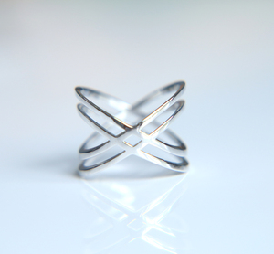 Bague en <span class=keywords><strong>argent</strong></span> sterling S925 polie sans <span class=keywords><strong>pierre</strong></span>, à motif croisé - Product Image 3