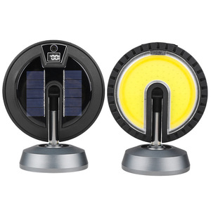 Portable Solar Powered Cob <b>Work</b> <b>Light</b> With Stand For Outdoor Car Repair And Maintenance Black Plastic Body White <b>Light</b> - Product Image 3