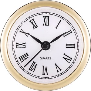 Mini reloj Insertar 2,4 pulgadas (61mm) Movimiento de ajuste de cuarzo Esfera blanca Bisel en tono dorado Números romanos Insertar Relojes - Product Image 1