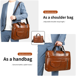 Porte-documents en <span class=keywords><strong>cuir</strong></span> pour homme sur mesure, <span class=keywords><strong>sacoche</strong></span> pour <span class=keywords><strong>ordinateur</strong></span> portable 15 pouces en <span class=keywords><strong>cuir</strong></span> véritable, sac de bureau pour homme - Product Image 2