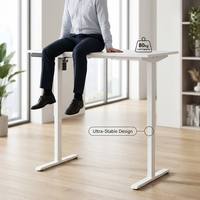 Bureau réglable en hauteur à moteur unique, blanc, électrique, avec pieds inversés à 2 niveaux, ergonomique, pour le travail assis-debout, idéal pour le bureau à domicile