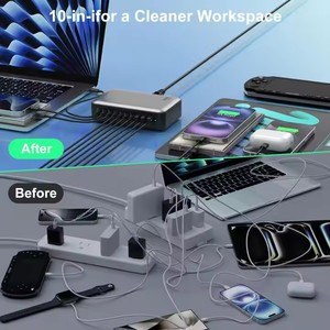 Station de charge <span class=keywords><strong>USB</strong></span> GaN 540W à 10 ports pour ordinateur de bureau et portable, avec options de charge multiples et fonction SCP - Product Image 6