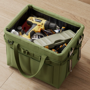 Boîte de rangement pour outils en Oxford robuste, organisateur d'outils portable, support mural à un seul niveau, vert - Product Image 3