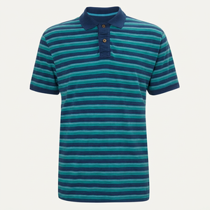 Polo rayé pour homme, manches courtes, coupe classique, tricoté, décontracté, en coton, motif imprimé - Product Image 1