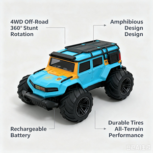 Voiture RC amphibie Conqueror Expert 2.4G, véhicule électrique télécommandé, couleur personnalisée, prêt à l'emploi, utilisation intérieure-extérieure - Product Image 4