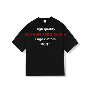 Oversized Crop Boxy Fit T-Shirt Heren 100% Katoen Drop Shoulder Streetwear Luxe Kwaliteit Custom Logo Effen T-Shirt Voor Heren