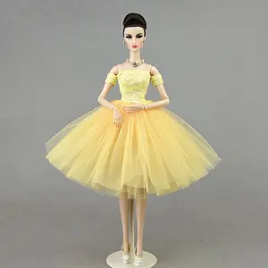 30cm人形服6CMイブニングドレス小さな多層ふくらんでいるショートドレス