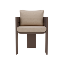 Chaise en rotin tressé brun expresso avec cadre en aluminium Fulin Patio, mobilier de jardin d'extérieur