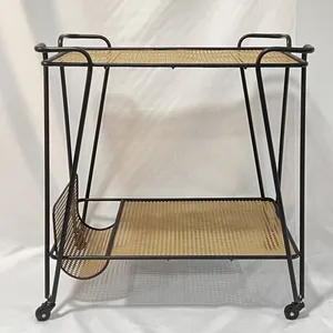 Cucina industriale Bar che serve carrelli di stoccaggio a livello carrello per banchetti in Rattan tessitura portabottiglie per cucina decorazione domestica