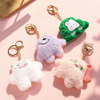 En gros, Pendentif décoratif pour sac à main pour femme, en peluche imprimé en typographie motif petit monstre de dessin animé, qui couine au pression