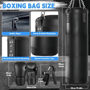 CZFIT Saco <span class=keywords><strong>de</strong></span> <span class=keywords><strong>Boxeo</strong></span> <span class=keywords><strong>de</strong></span> Arena para Taekwondo, sin Relleno, <span class=keywords><strong>de</strong></span> Pie, con Guantes y Accesorios - Product Image 2