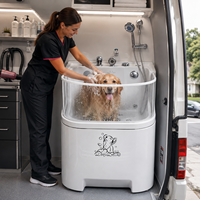 Baignoire SPA pour animaux de compagnie en acrylique à triple drain avec contrôle intelligent de la température, bassin de lavage pour chiens à micro-bulles hydrothérapeutiques pour salon d'animaux