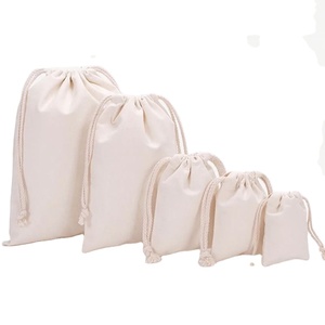 Wholesale Custom Recycled Cotton Canvas Drawstring Pouch Small <b>White</b> Muslin Colorful Double String <b>Bag</b> for Jewelry Packaging - Product Image 1