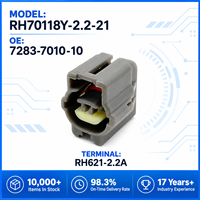Konektor Otomatis Betina 1 Pin Tahan Air Warna Abu-Abu Tua untuk Kabel Sensor Toyota, Pesan 70118Y-2.2-21 7283-7010-10